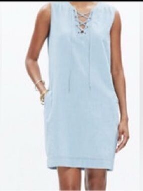 Madewell Lace-Up Denim Mini Dress XS